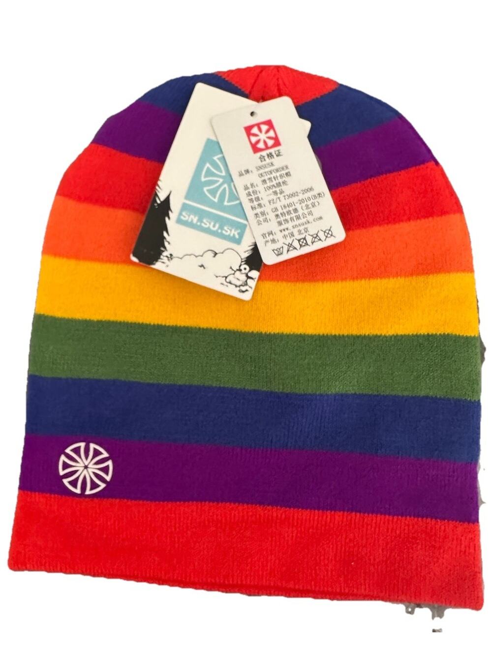 SN.SU.SK Rainbow Stripe Beanie Hat Unisex Pride New In Bag With Tags Never Worn